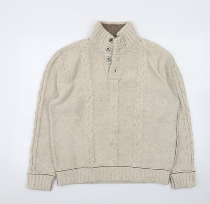Mens UK Size M Mantaray Beige Henley Jumper
