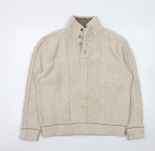 Mens UK Size M Mantaray Beige Henley Jumper