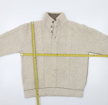 Mens UK Size M Mantaray Beige Henley Jumper