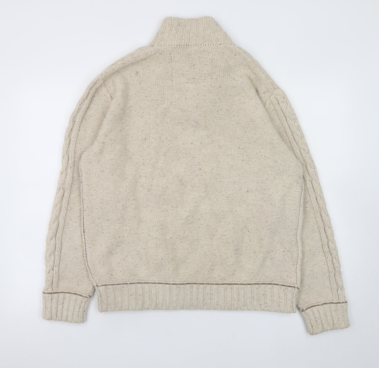 Mens UK Size M Mantaray Beige Henley Jumper