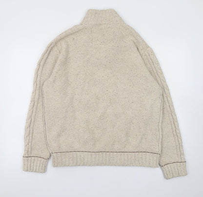 Mens UK Size M Mantaray Beige Henley Jumper