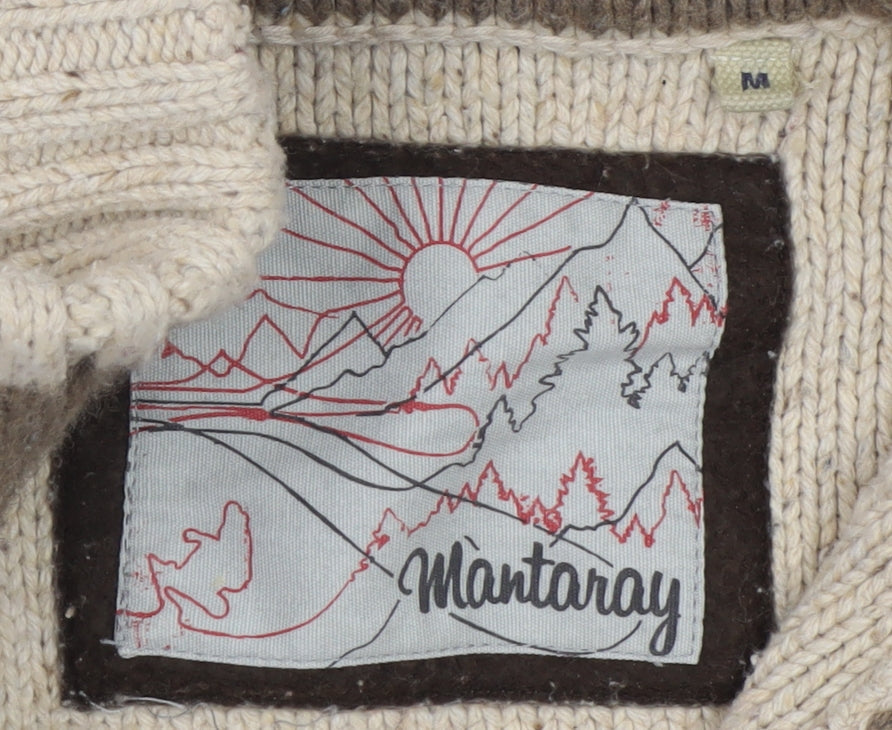 Mens UK Size M Mantaray Beige Henley Jumper