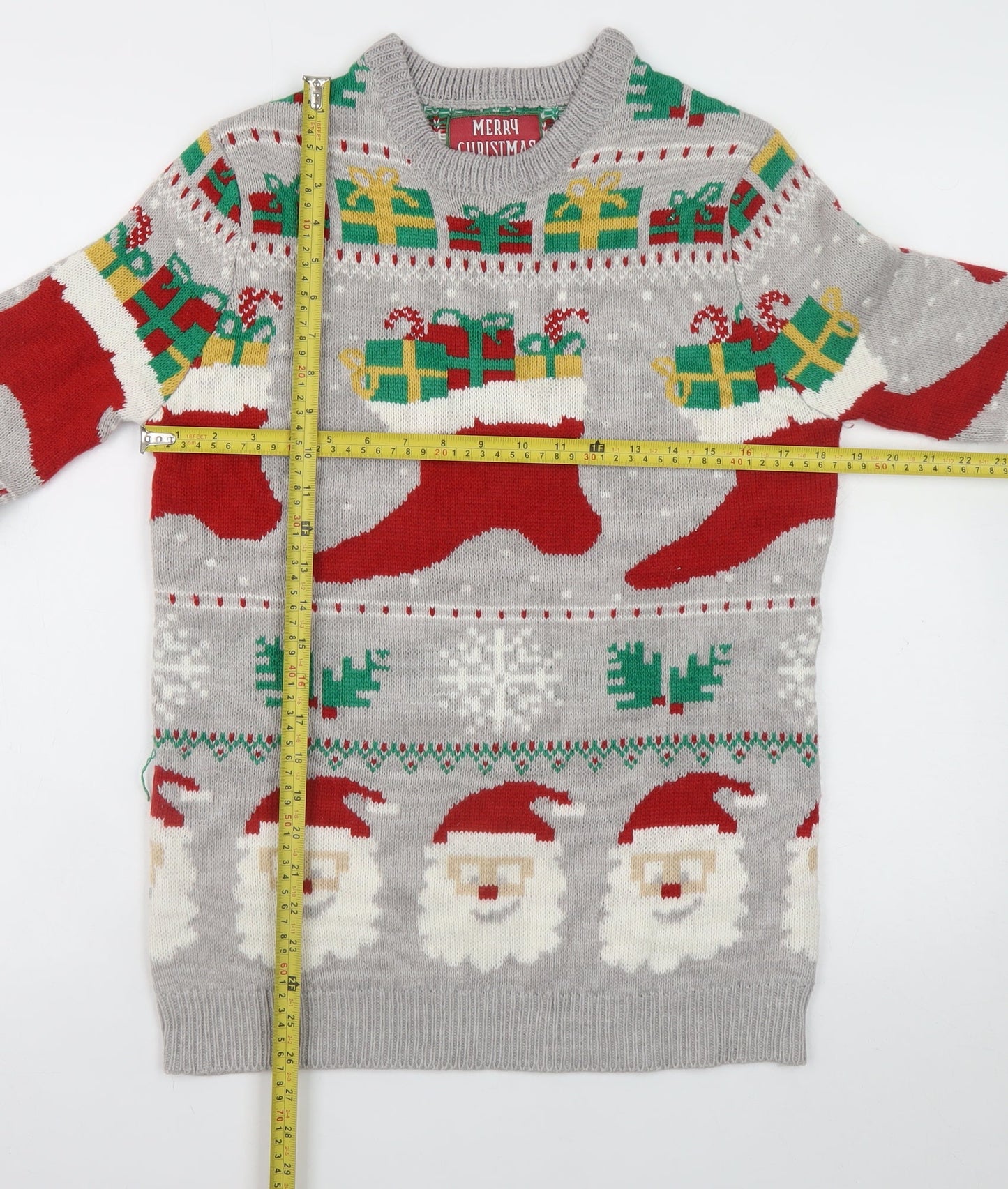 Mens UK Size M Merry Christmas Grey Pullover Jumper
