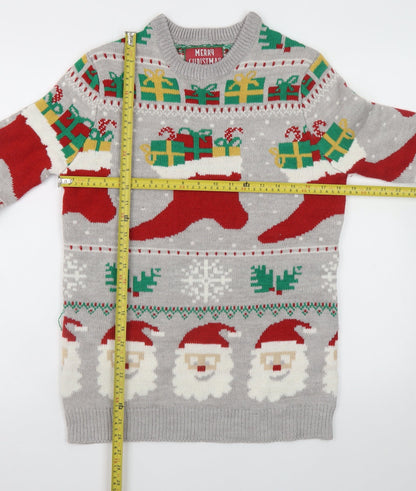 Mens UK Size M Merry Christmas Grey Pullover Jumper