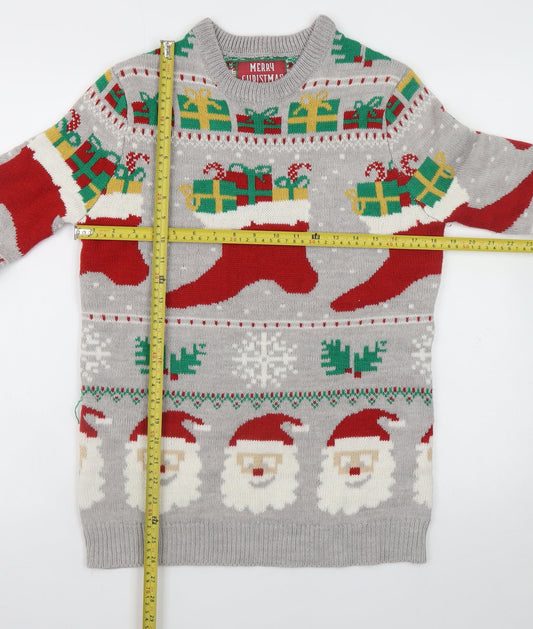 Mens UK Size M Merry Christmas Grey Pullover Jumper