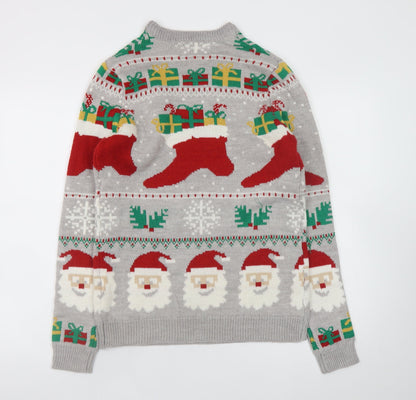 Mens UK Size M Merry Christmas Grey Pullover Jumper