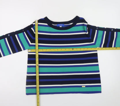 Blue Label Crestbridge Women's Multicolour Striped Boat Neck Cotton Jumper Size 10