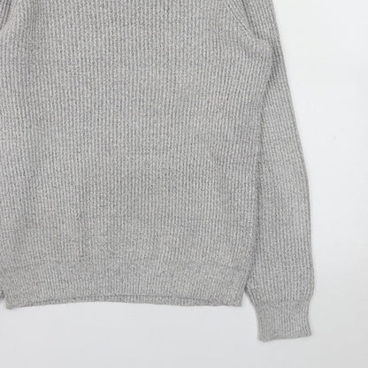Marks and Spencer Men's Grey Chunky Knit Crew Neck Jumper Size S