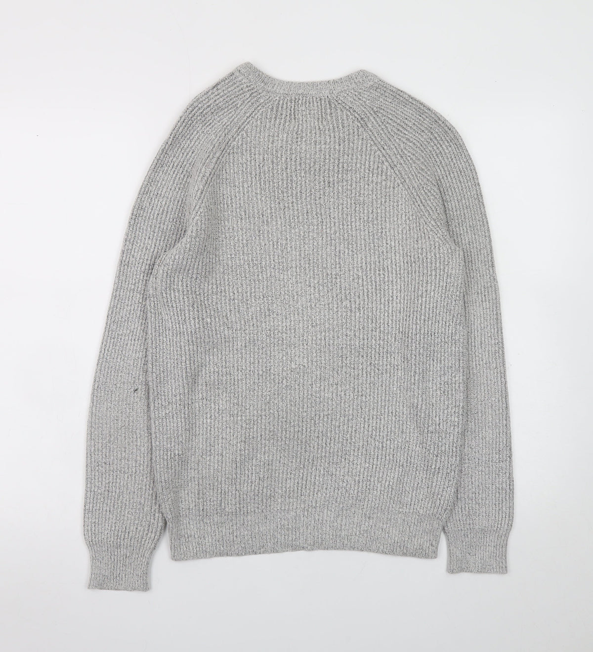 Marks and Spencer Men's Grey Chunky Knit Crew Neck Jumper Size S