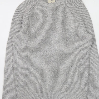 Marks and Spencer Men's Grey Chunky Knit Crew Neck Jumper Size S