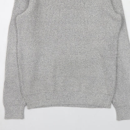 Marks and Spencer Men's Grey Chunky Knit Crew Neck Jumper Size S