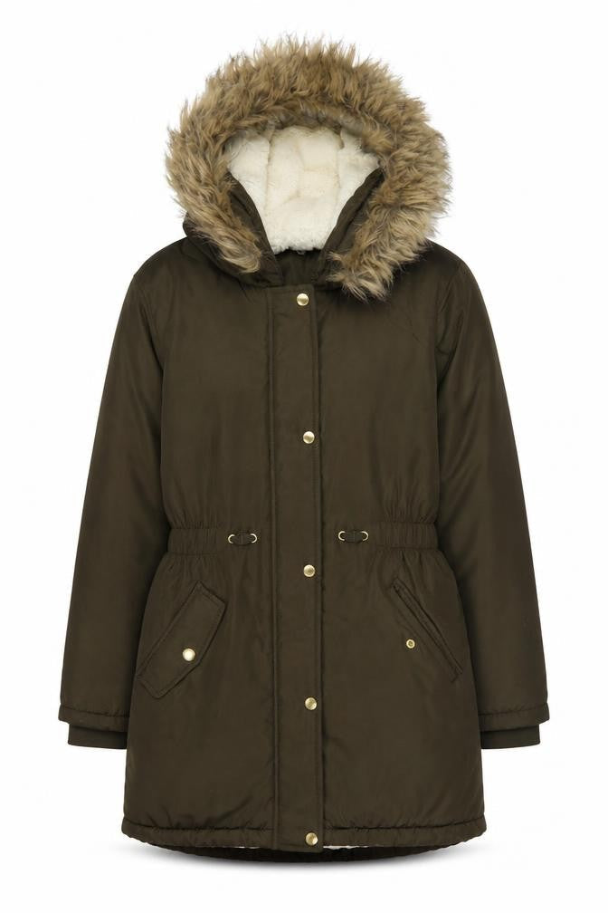 Front view of Bluezoo Teens Brown Faux Fur Hooded Parka Coat, size 12