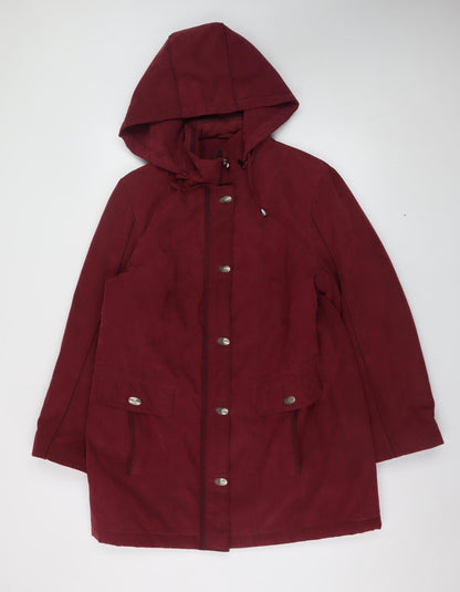 Anna Rose Women's Red Hooded Long Parka Coat Size M