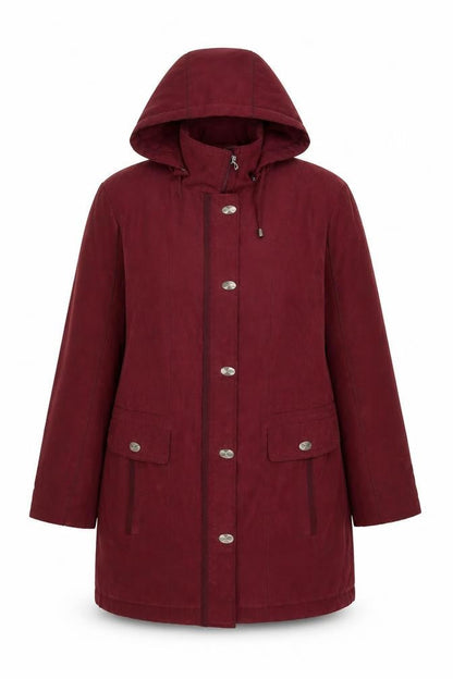Anna Rose Women's Red Hooded Long Parka Coat Size M