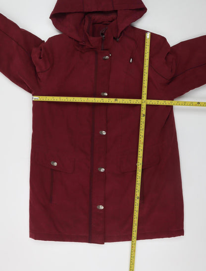 Anna Rose Women's Red Hooded Long Parka Coat Size M