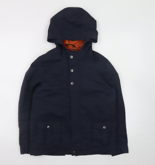 Vertbaudet Boys Blue Hooded Parka Coat 11-12 Years Lined Water Resistant