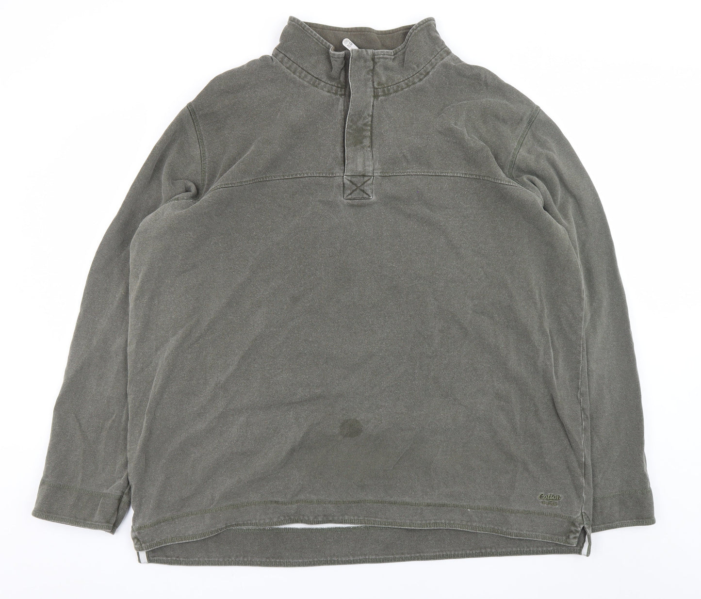 Mens UK Size 2XL Cotton Traders Green Henley Sweatshirt