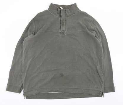 Mens UK Size 2XL Cotton Traders Green Henley Sweatshirt