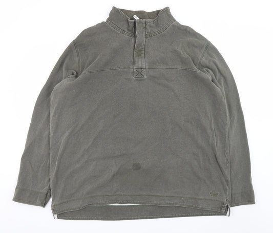 Mens UK Size 2XL Cotton Traders Green Henley Sweatshirt