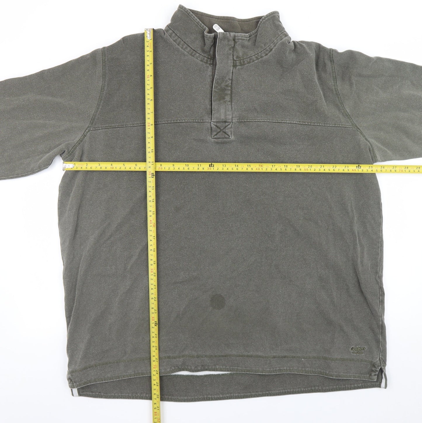 Mens UK Size 2XL Cotton Traders Green Henley Sweatshirt
