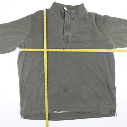 Mens UK Size 2XL Cotton Traders Green Henley Sweatshirt
