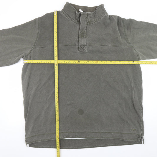 Mens UK Size 2XL Cotton Traders Green Henley Sweatshirt