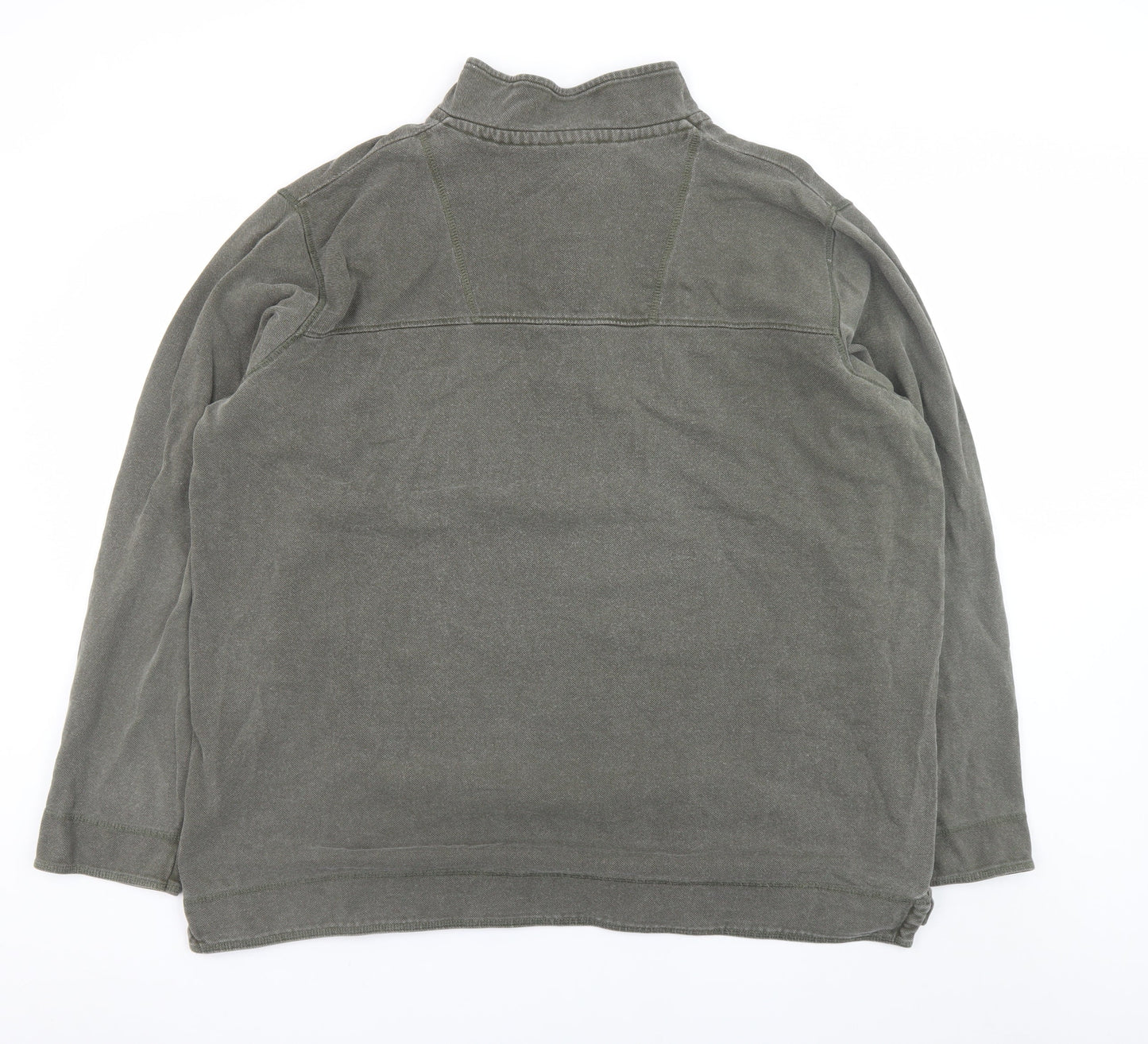 Mens UK Size 2XL Cotton Traders Green Henley Sweatshirt