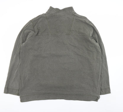 Mens UK Size 2XL Cotton Traders Green Henley Sweatshirt