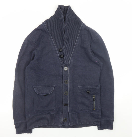 Mens UK Size L River Island Blue Cardigan Jumper