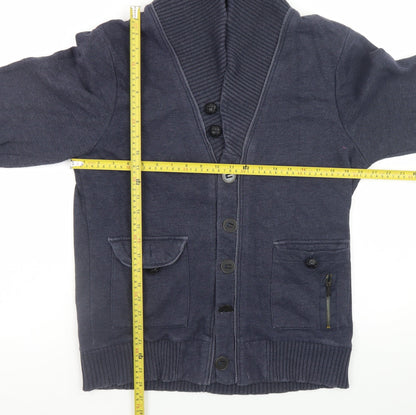 Mens UK Size L River Island Blue Cardigan Jumper