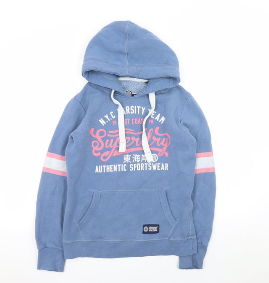 Womens UK Size XS Superdry Blue Pullover Hoodie
