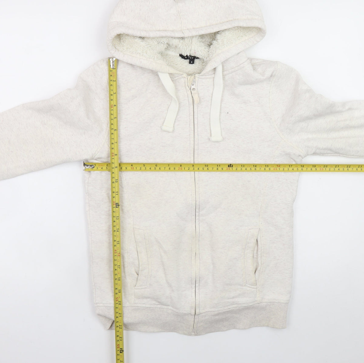 Womens UK Size S TEX Beige Full Zip Hoodie