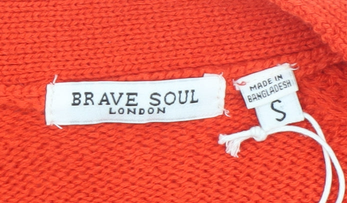 Womens UK Size S Brave Soul Red Cardigan Jumper
