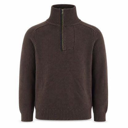 Zara Man Brown 1/2 Zip High Neck Cotton Jumper L