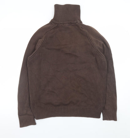 Zara Man Brown 1/2 Zip High Neck Cotton Jumper L