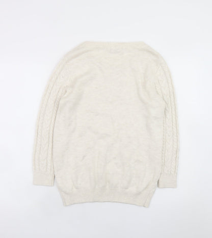 H&M Women Ivory Cable-Knit Crew Neck Jumper Size 12