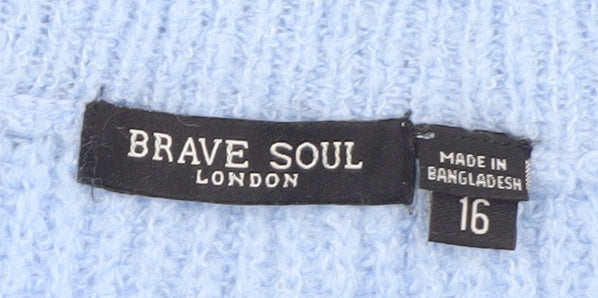 Womens UK Size 16 Brave Soul Blue Pullover Jumper