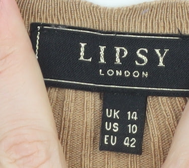 Womens UK Size 14 Lipsy Beige Pullover Jumper