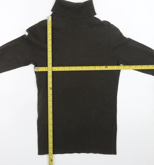 Jackpot Women Brown Roll Neck Knit Jumper XS