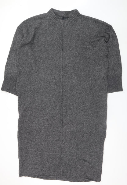ASOS Women’s Grey Jumper Dress Size 16-18 Knit Half Sleeve High Neck