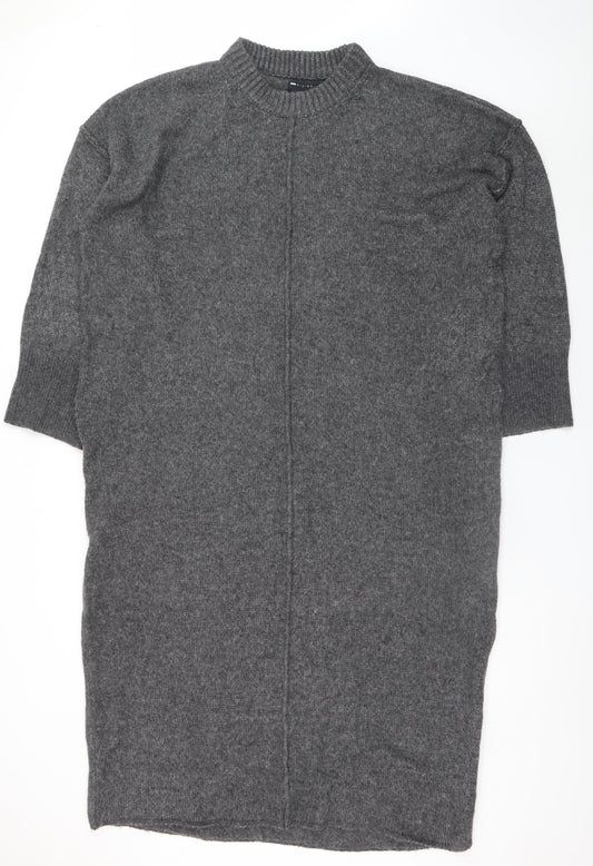 ASOS Women’s Grey Jumper Dress Size 16-18 Knit Half Sleeve High Neck