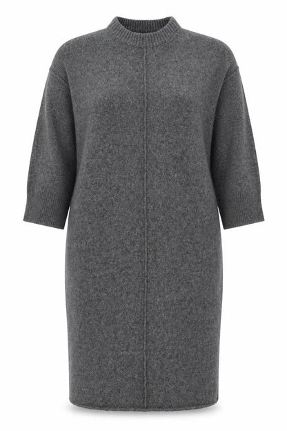 Front view of ASOS Women’s Grey Jumper Dress, size UK 16-18, Knit Half Sleeve High Neck