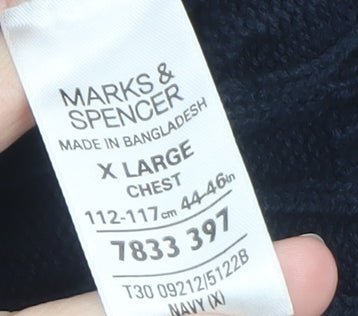 Mens UK Size XL Marks and Spencer Blue Pullover Jumper