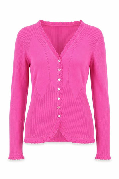 Country Casuals Women’s Pink V-Neck Button Cardigan Knit Jumper Size M