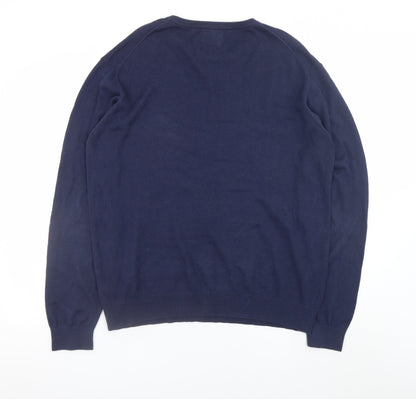 Joules Women's Blue Merino Wool Crew Neck Jumper XL