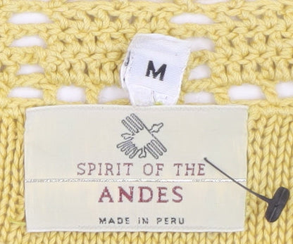 Spirit of the Andes Women's Yellow Knit Jumper Size M Cotton Blend