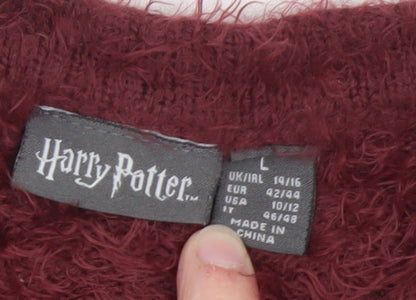 Womens UK Size L Harry Potter Red Pullover Jumper