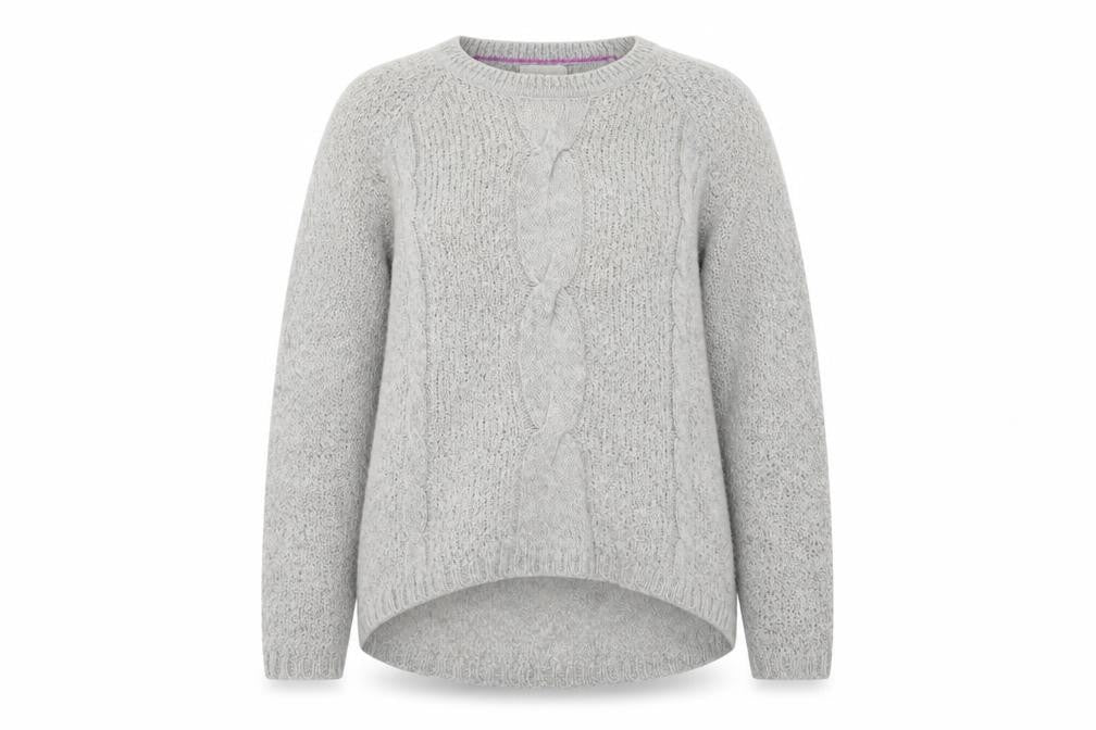 Softgrey Women’s Grey Cable-Knit Wool Blend Jumper UK 10/12