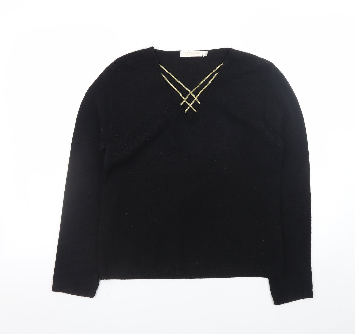 Womens UK Size S Waves Black Pullover Jumper
