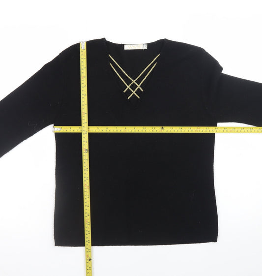 Womens UK Size S Waves Black Pullover Jumper